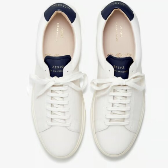 NIB $340 Zespa ZSP4 Leather Sneakers | Off White/Navy UK 11/ US 11.5D - Picture 1 of 11